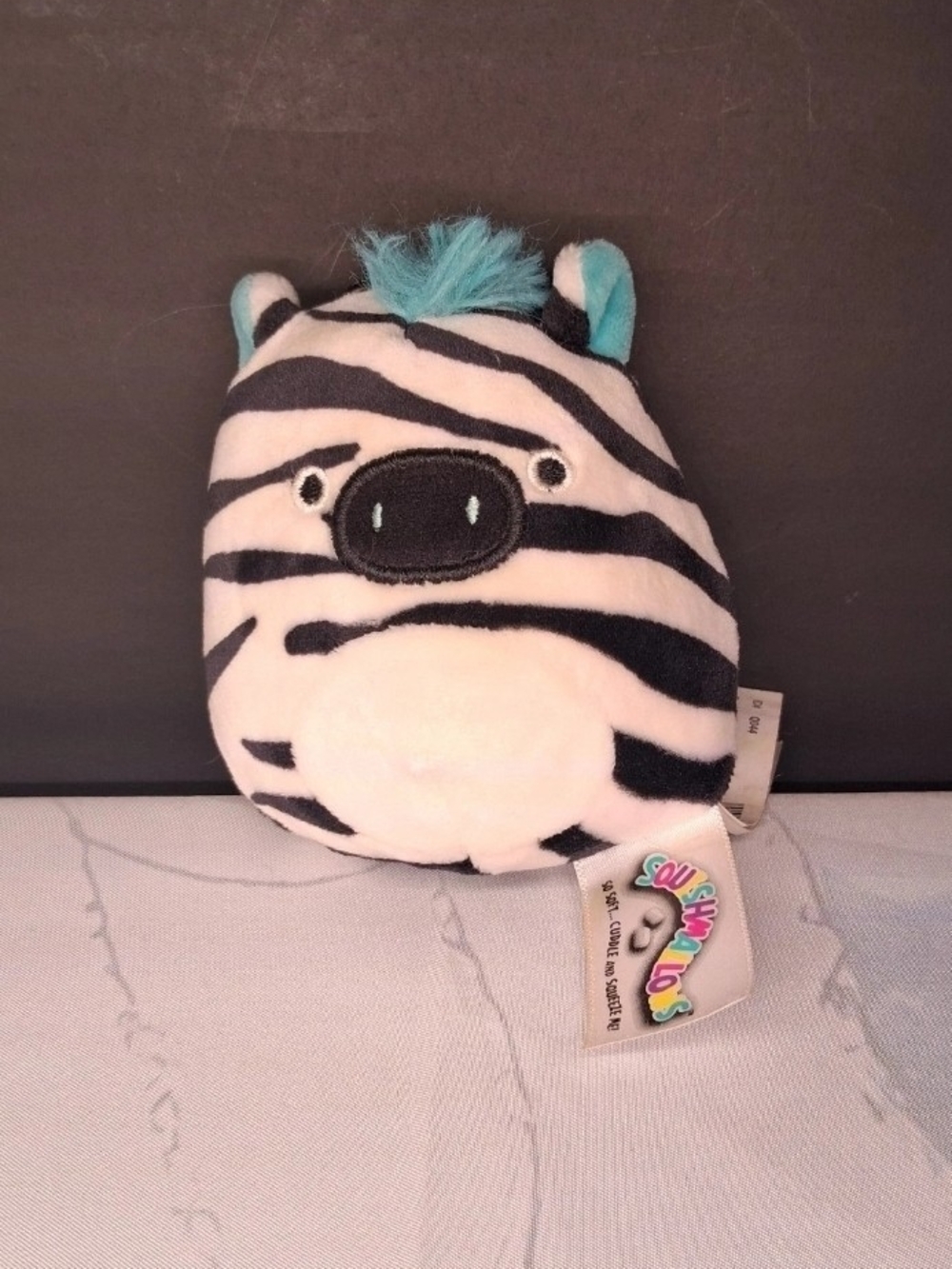 Squishmallow Clip Zeke the  Zebra 3.5 Inch Soft Cute Plush clip White Black Teal